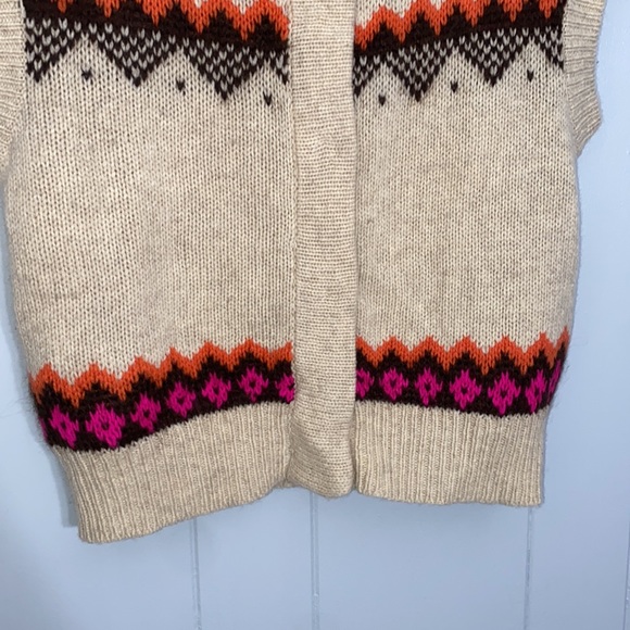 Free People Women’s Cream Chunky Knit Snap Up County Fall Vest Size Small - Picture 3 of 11